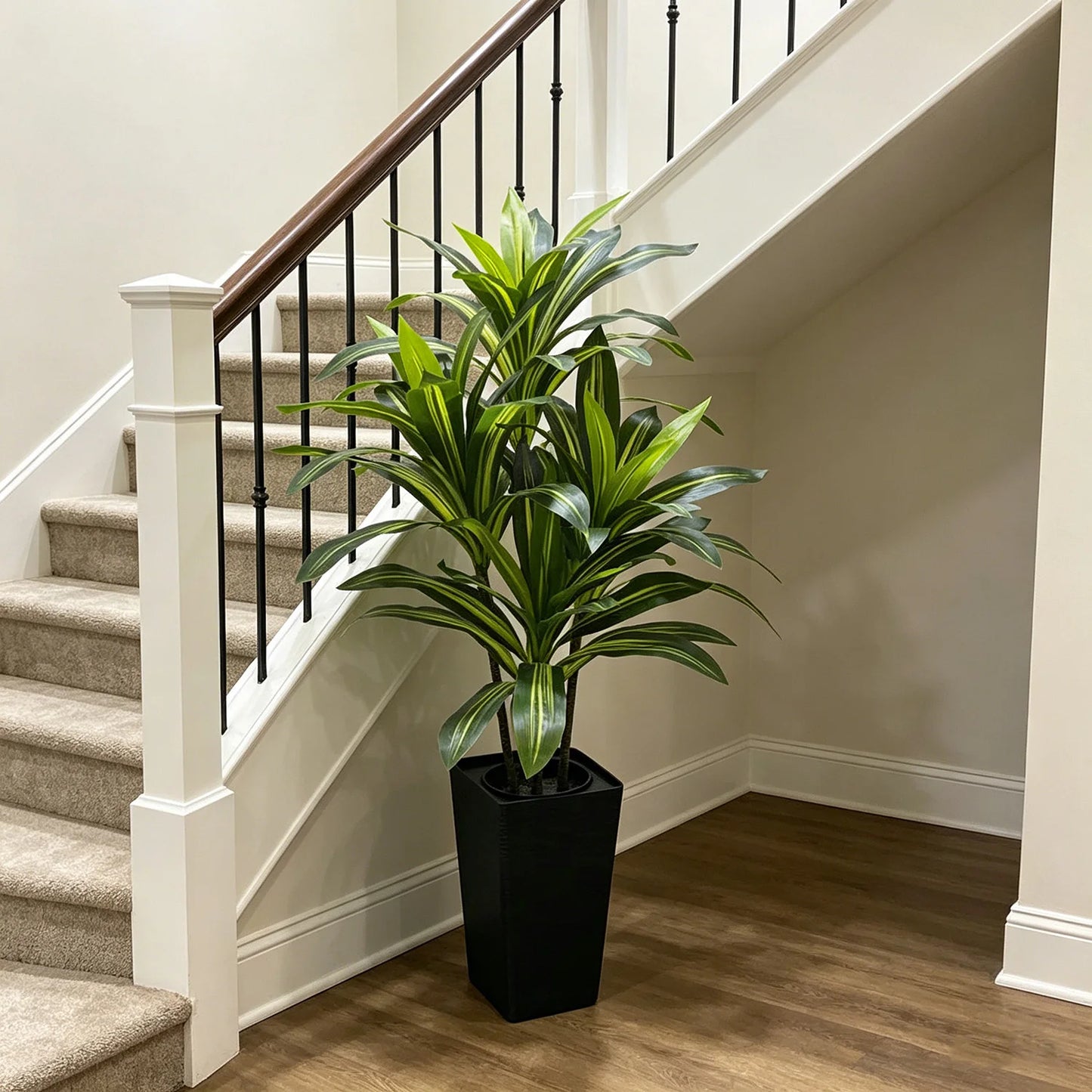 4/5/6 FT Artificial Plants Dracaena Tree 120cm, Large Artificial Dracaena Plant with Tall Planter, Tall Fake Floor Plant in Pot Indoor Decor, Fake Dracaena Tree for Home Living Room Office Decor
