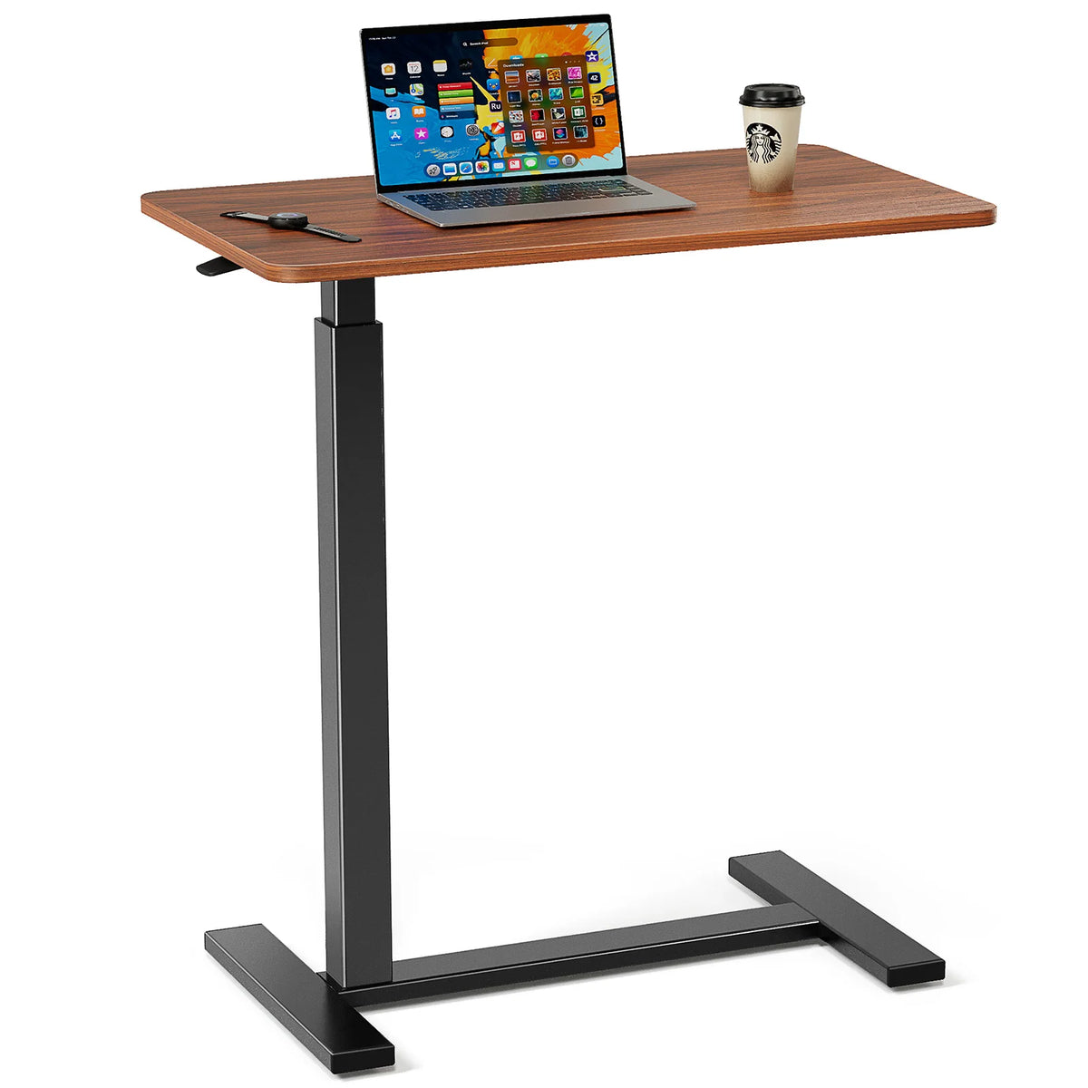 JHK Adjustable Overbed Table with Hidden Wheels for Home Use
