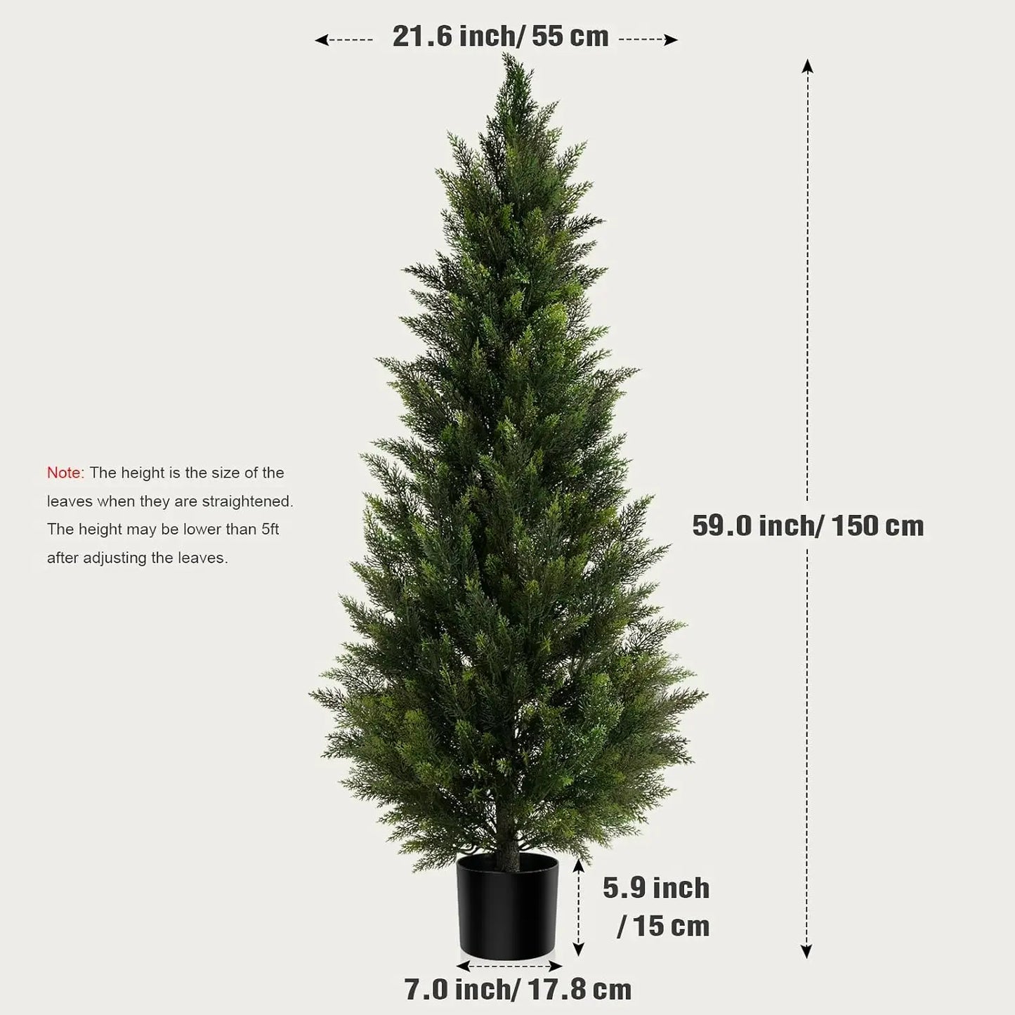 Artificial Cedar Topiary Tree 2/3/4/5/6FT Faux Evergreen Cypress Plant with Realistic Green Leaves, Outdoor Fake Shrub Bush for Front Porch, Garden, Patio, Home Office Halloween Christmas Decor