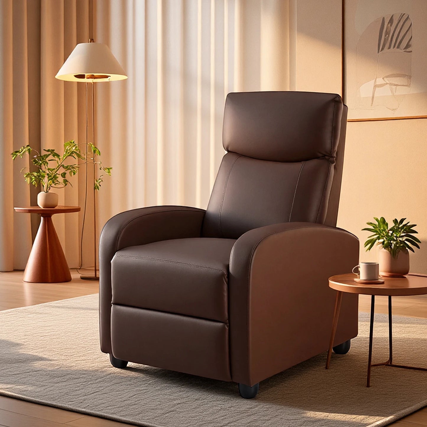 MCQ Living Room Recliner Sofa with Lumbar Support Sofa Fabric or Pu Leather for Adults Recliners Home Theater Seating Reclining Sofa Chair for Living Room