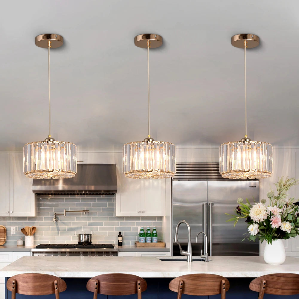 GreeLustr Modern Crystal Pendant Light for Dining Room and Kitchen Islands