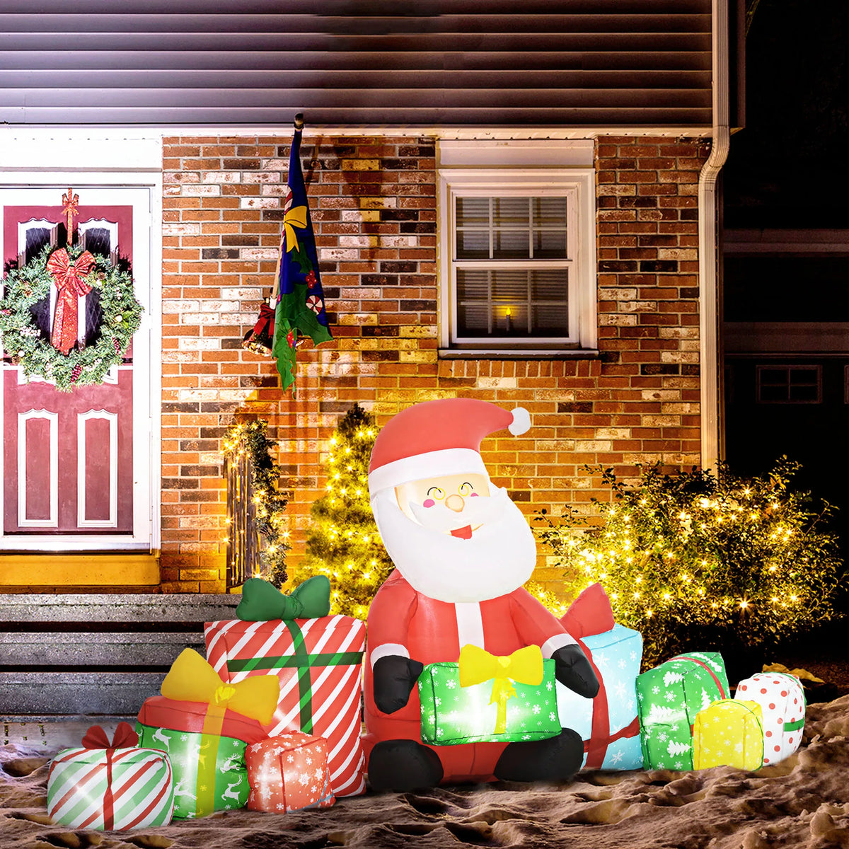 Outsunny Christmas Inflatable Santa Claus With White LED Lights