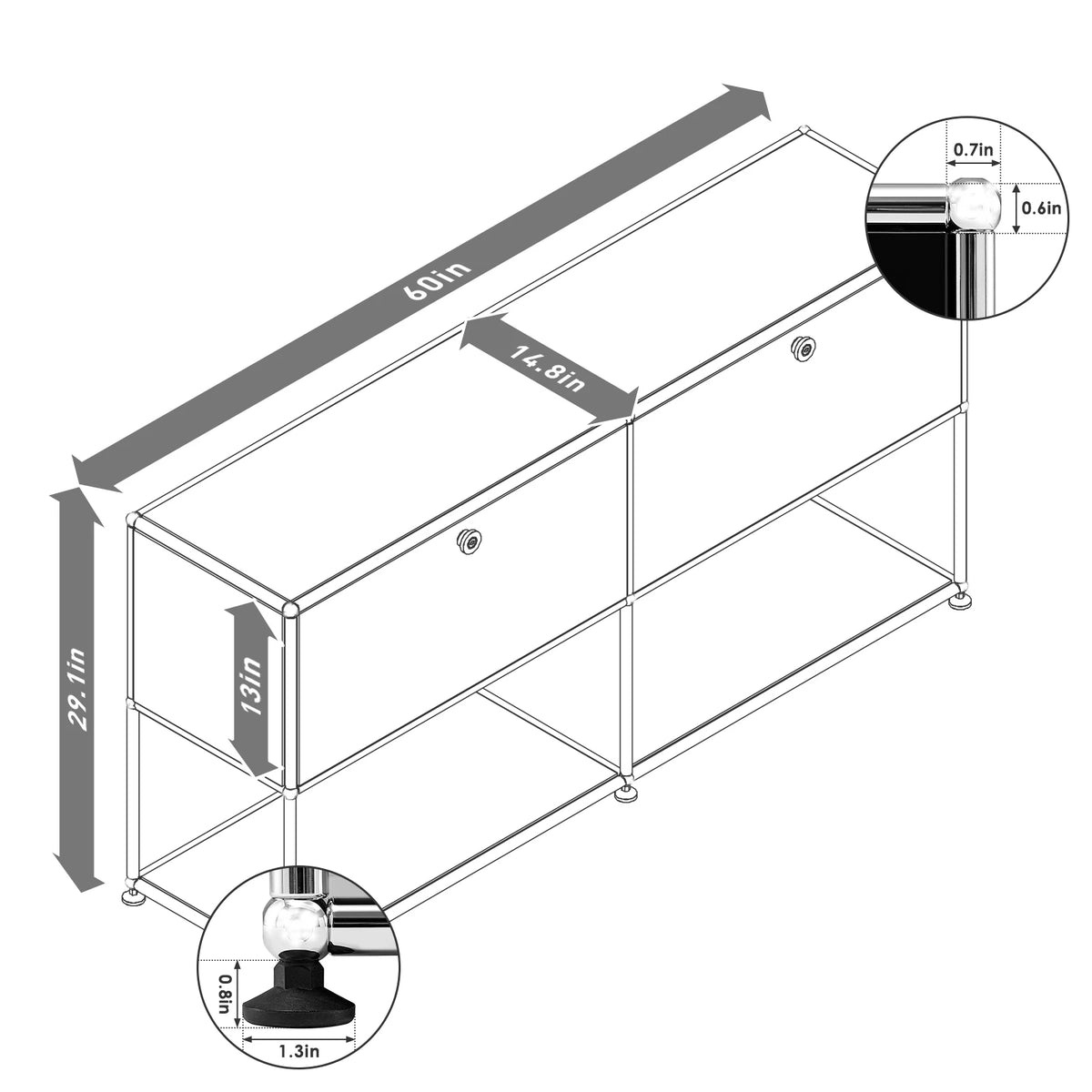 Cottinch Modern Metal Storage Cabinet Sideboard Organizer for Home