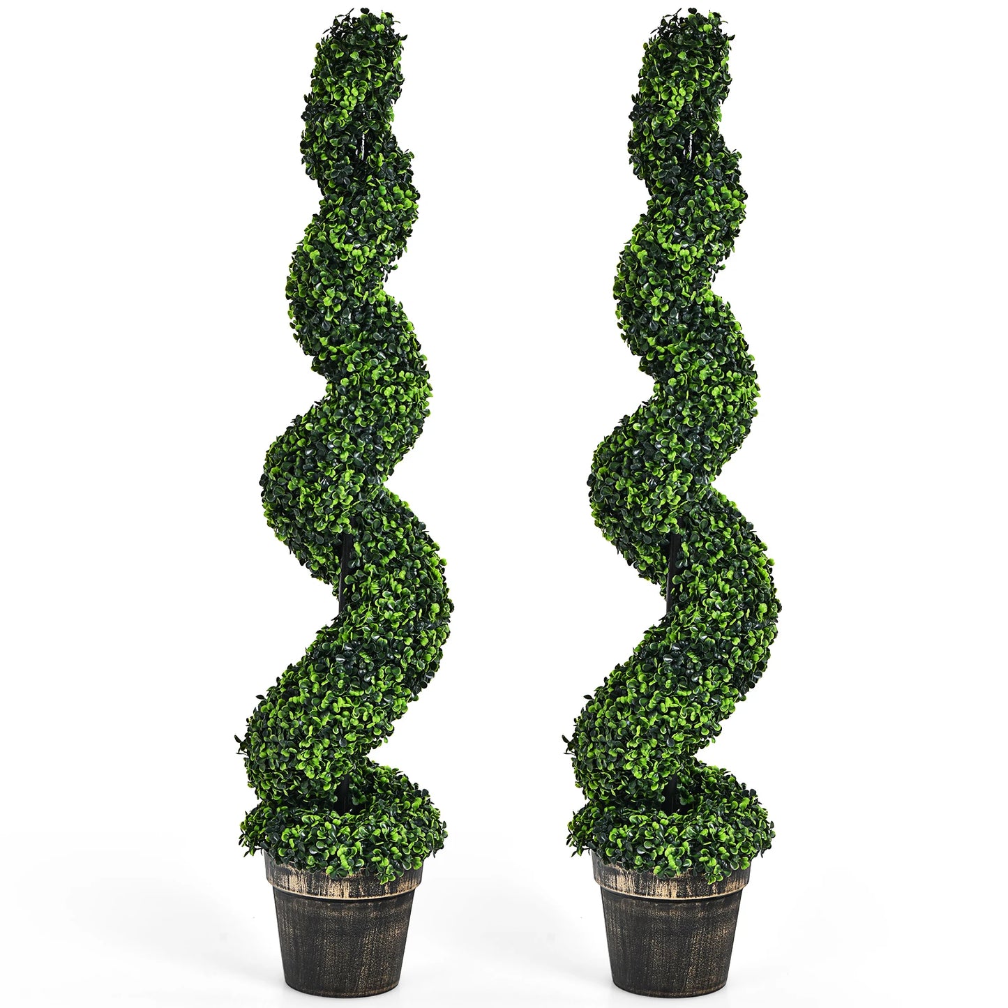 LIFEZEAL 2 Pack Artificial Spiral Boxwood Topiary Tree