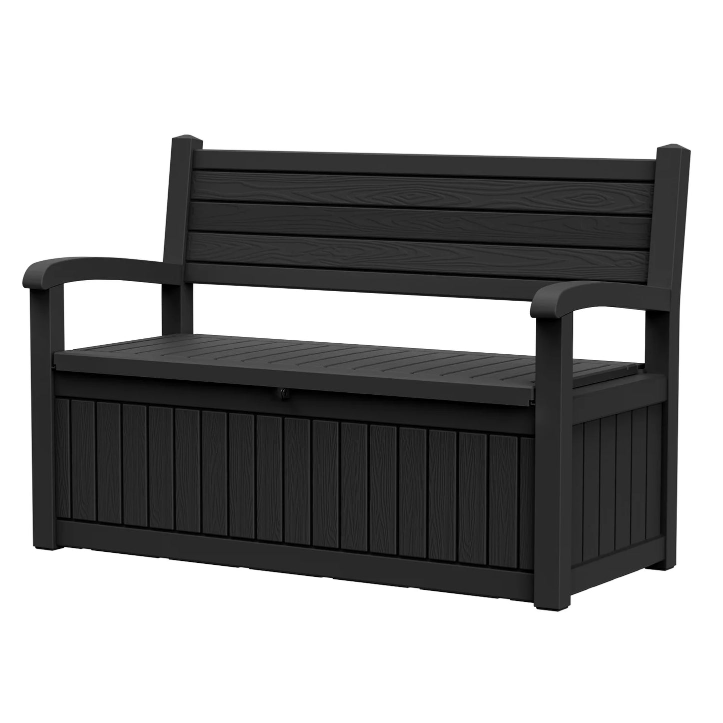 Outdoor Patio Storage Bench Plastic Weather Resistant Bench with Storage Space for Backyard Garden Poolside