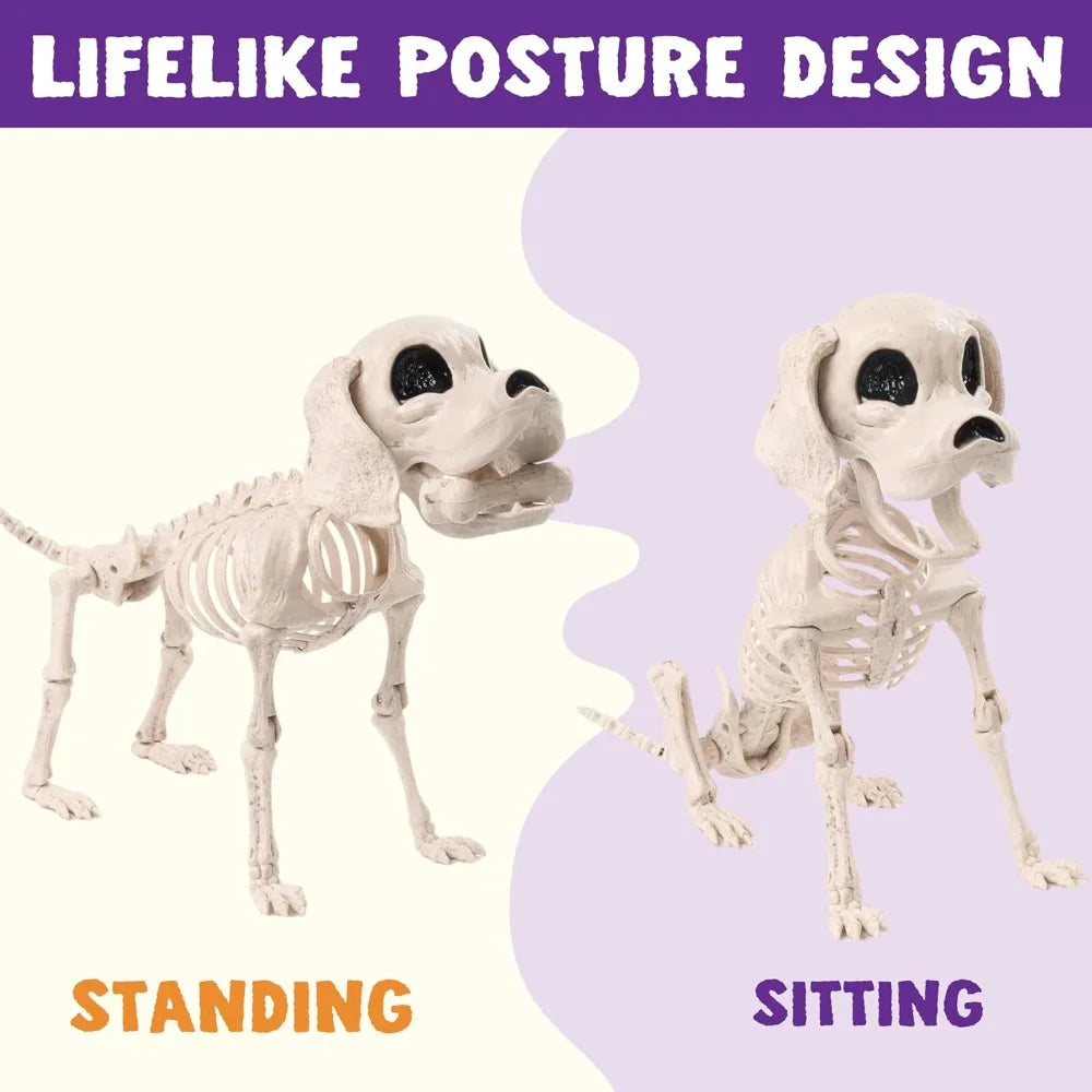 Realistic Posable Halloween Dog Skeleton Garden Decoration