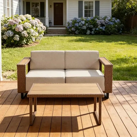 XIUWO All Weather PE Rattan Outdoor Sectional Sofa Set