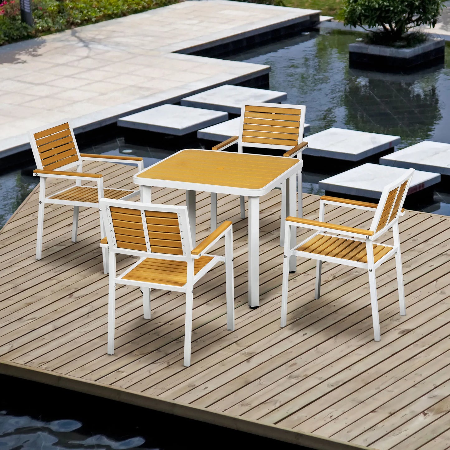 5-Piece Outdoor Aluminum Patio Dining Set With Umbrella Hole