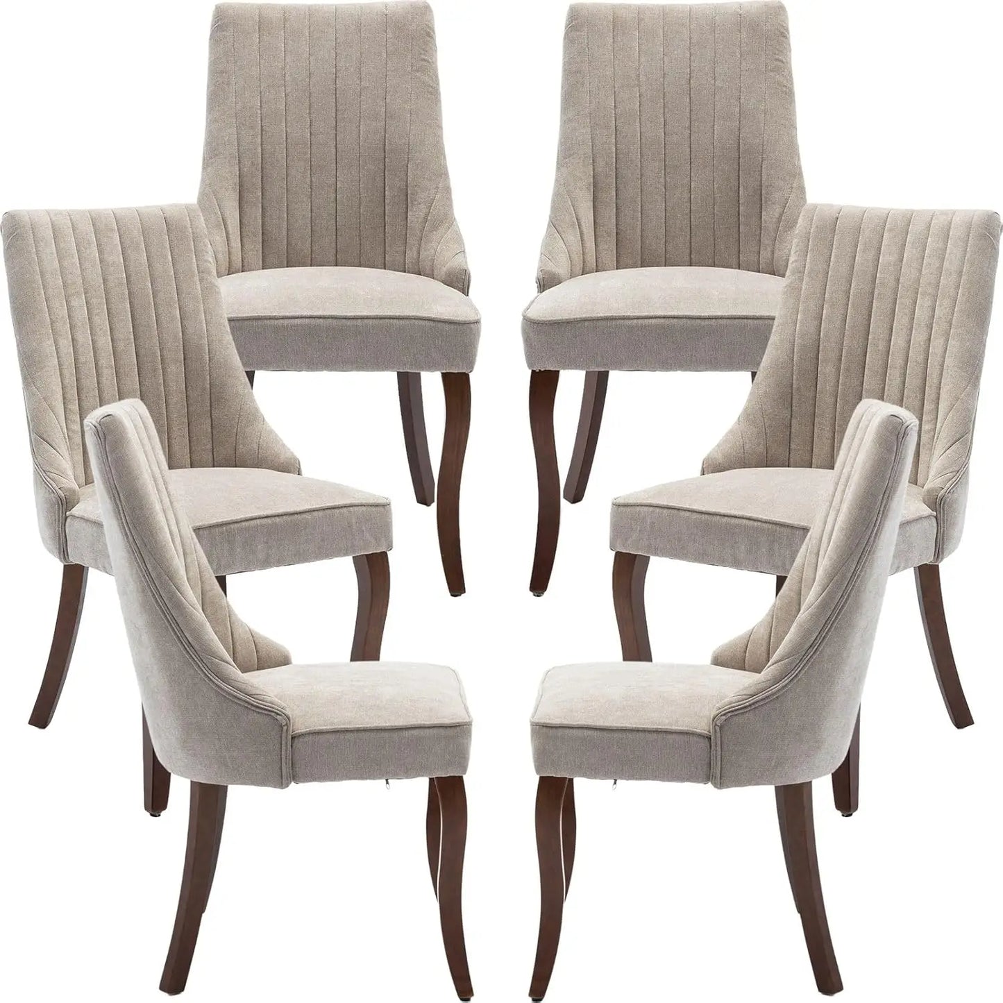 Velvet Upholstered Dining Chairs Set Of 6 With Wood Legs