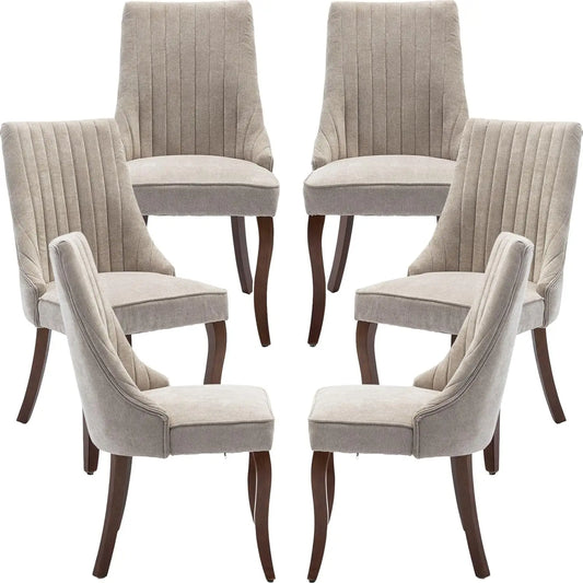 Velvet Upholstered Dining Chairs Set Of 6 With Wood Legs