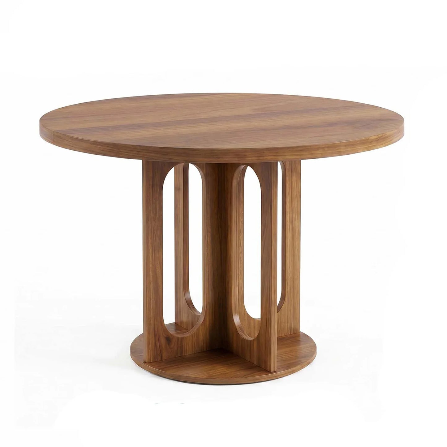 47 Inch Round Dining Table For 4-6, Modern Circle Kitchen Table With Open Arch Pedestal Base For Dining Room Breakfast Nook