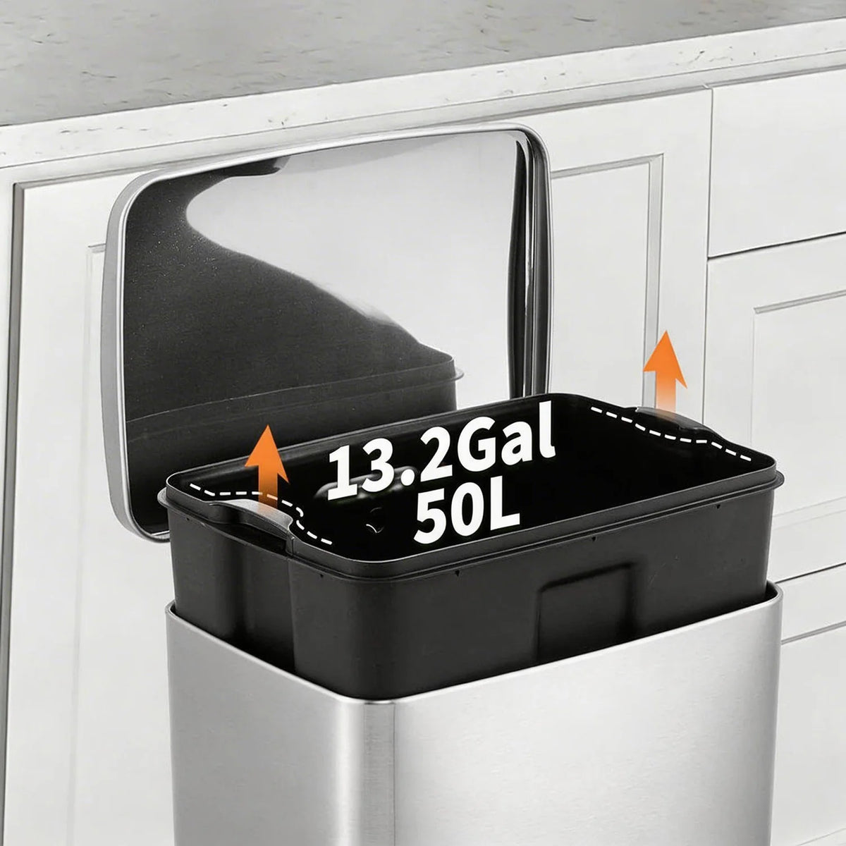 HiMISS Stainless Steel Pedal Trash Bin With Quiet Lid