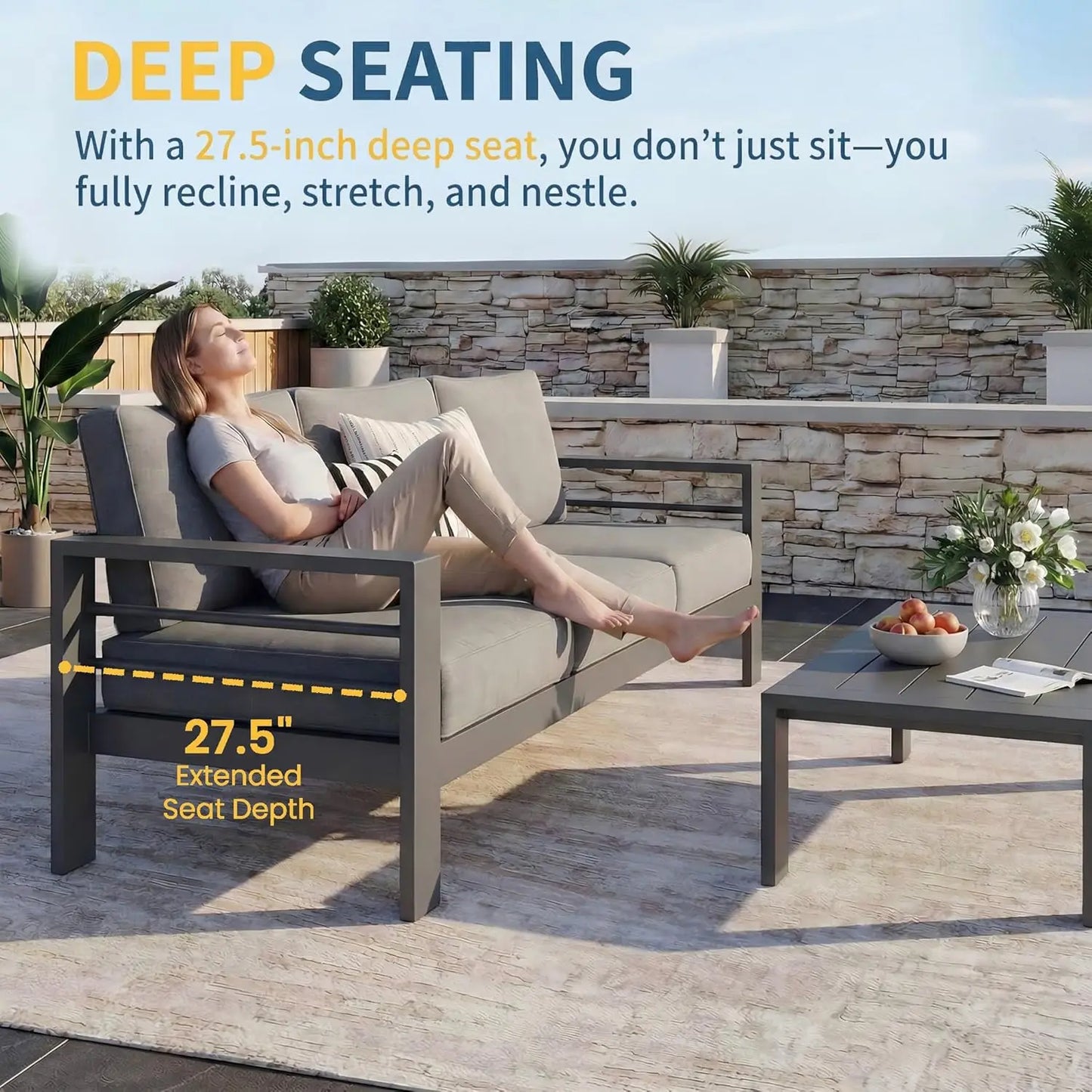 All Weather Aluminum Patio Furniture Set For Outdoor Use
