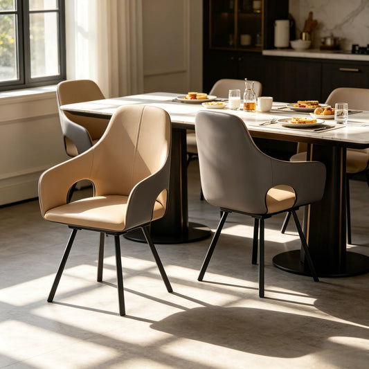 Modern Swivel Dining Chairs Set Of Two With Arms And Backrest