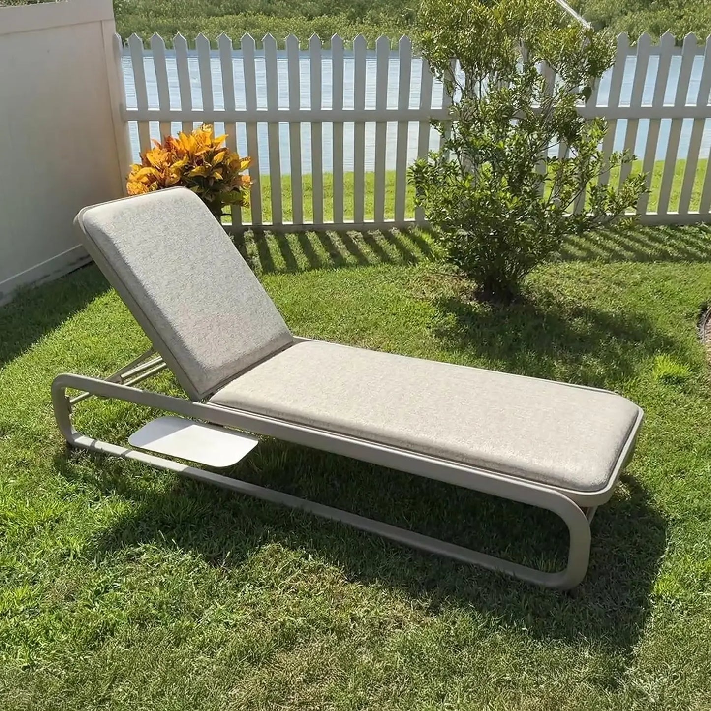 Outdoor Chaise Lounge Set of 2 Modern Aluminum Patio Lounge Chair with Cushion Wicker Backrest All Weather for Deck, Customized