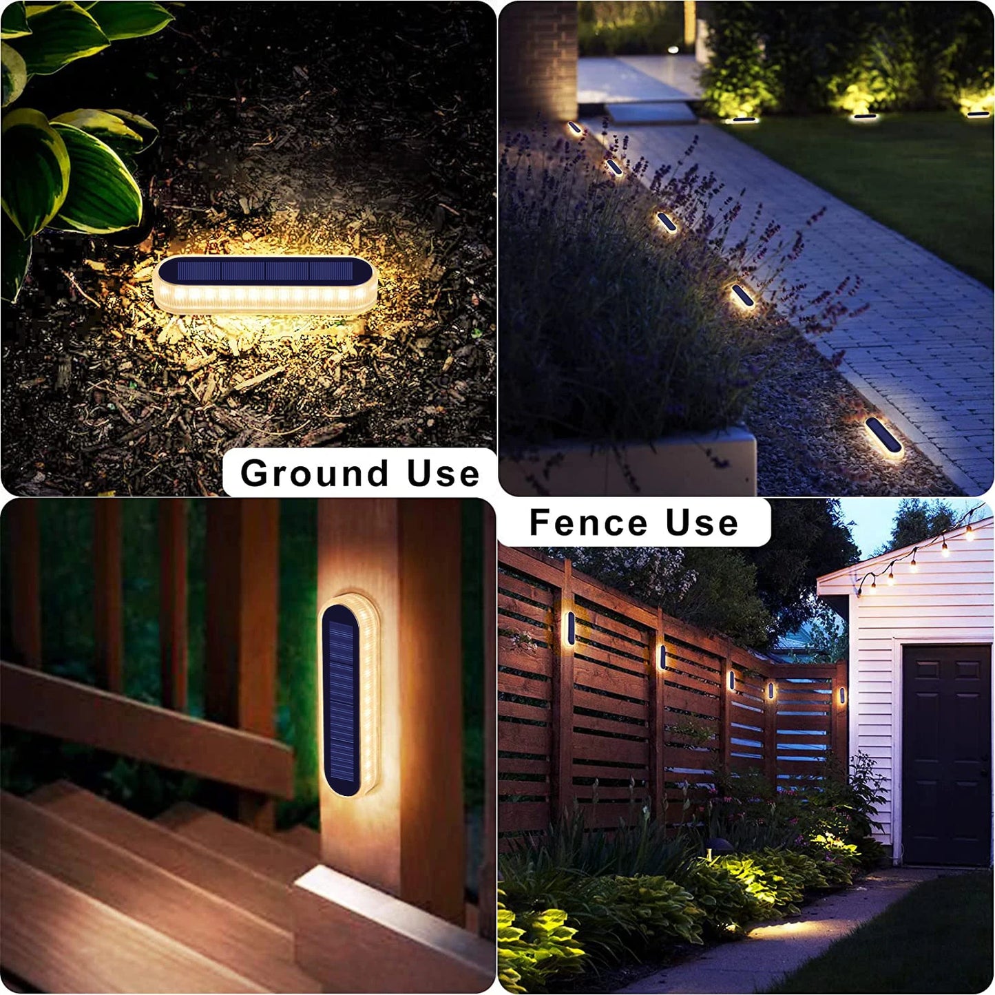 5 Years Lifespan 4 Pack Solar Deck Lights IP68 Waterproof Auto On/Off 5-Ton Anti-Pressure LED Step Lights for Garden Yard solar Path lighting