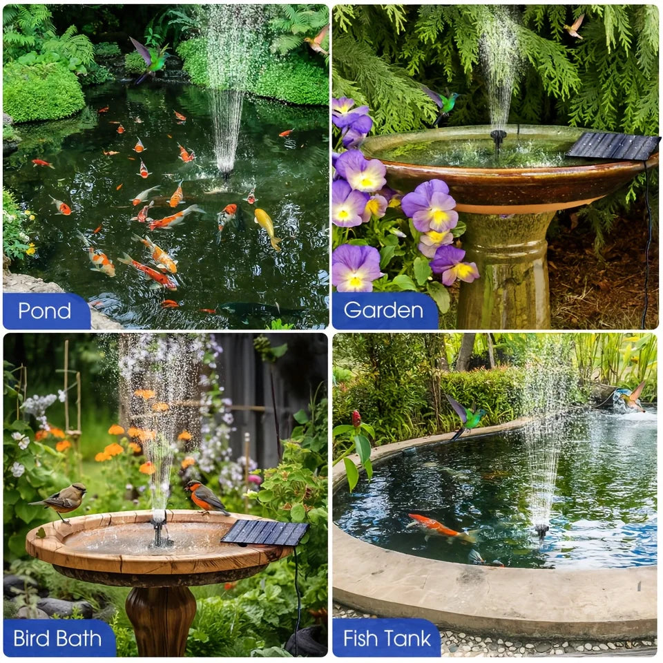 Solar Floating Fountain Pump With 6 Nozzles For Bird Baths
