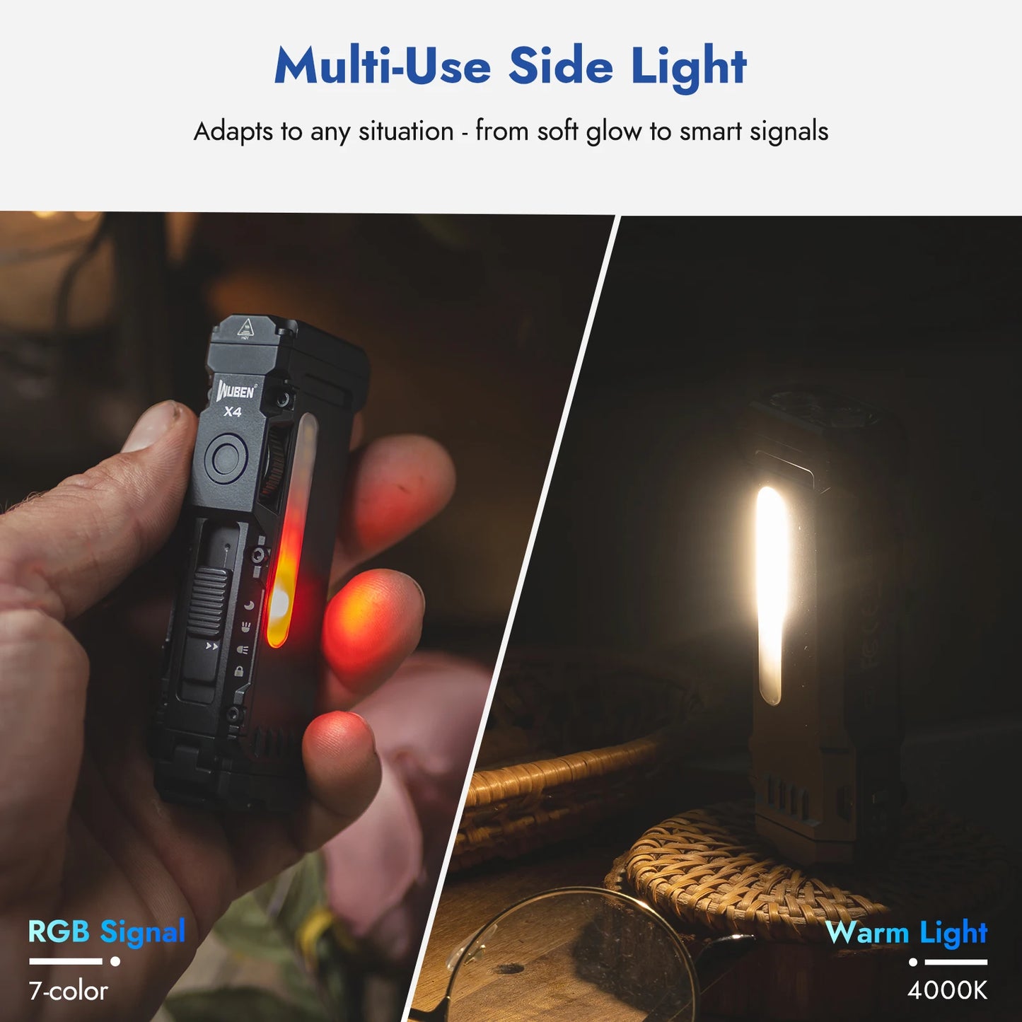 WUBEN X4 EDC Flashlight With RGB Light 1600 Lumens IP68