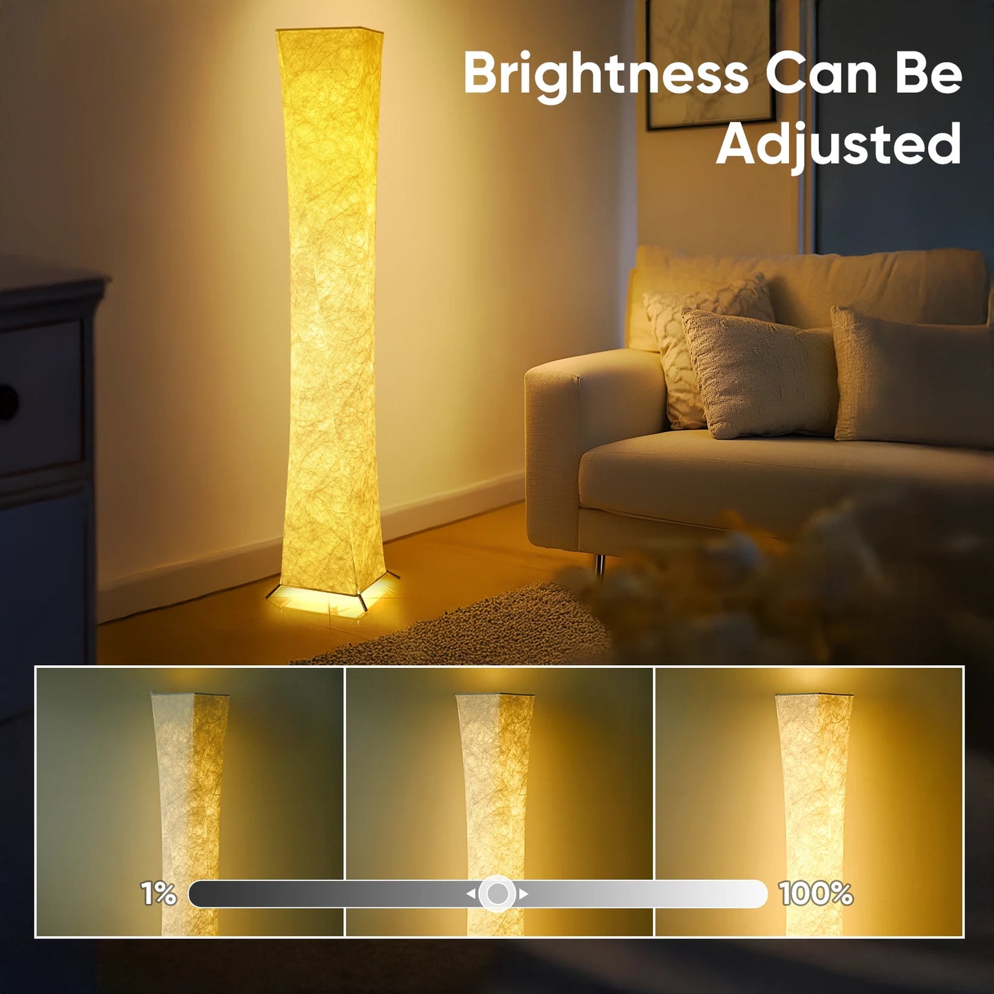 Soft Light Floor Lamp Modern Slim LED Tyvek Shade Lighting