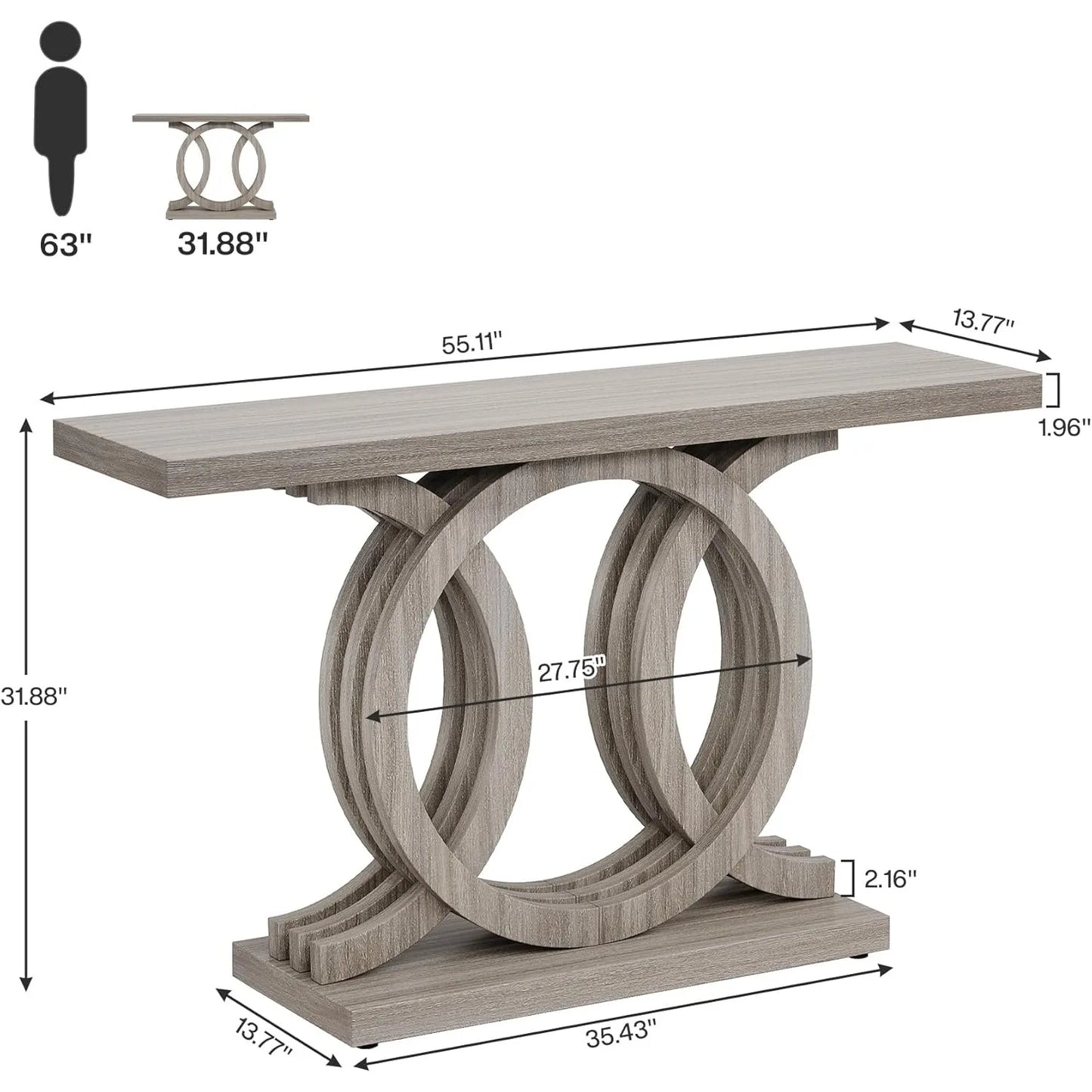 Little Tree Console Table With Geometric Wood Base