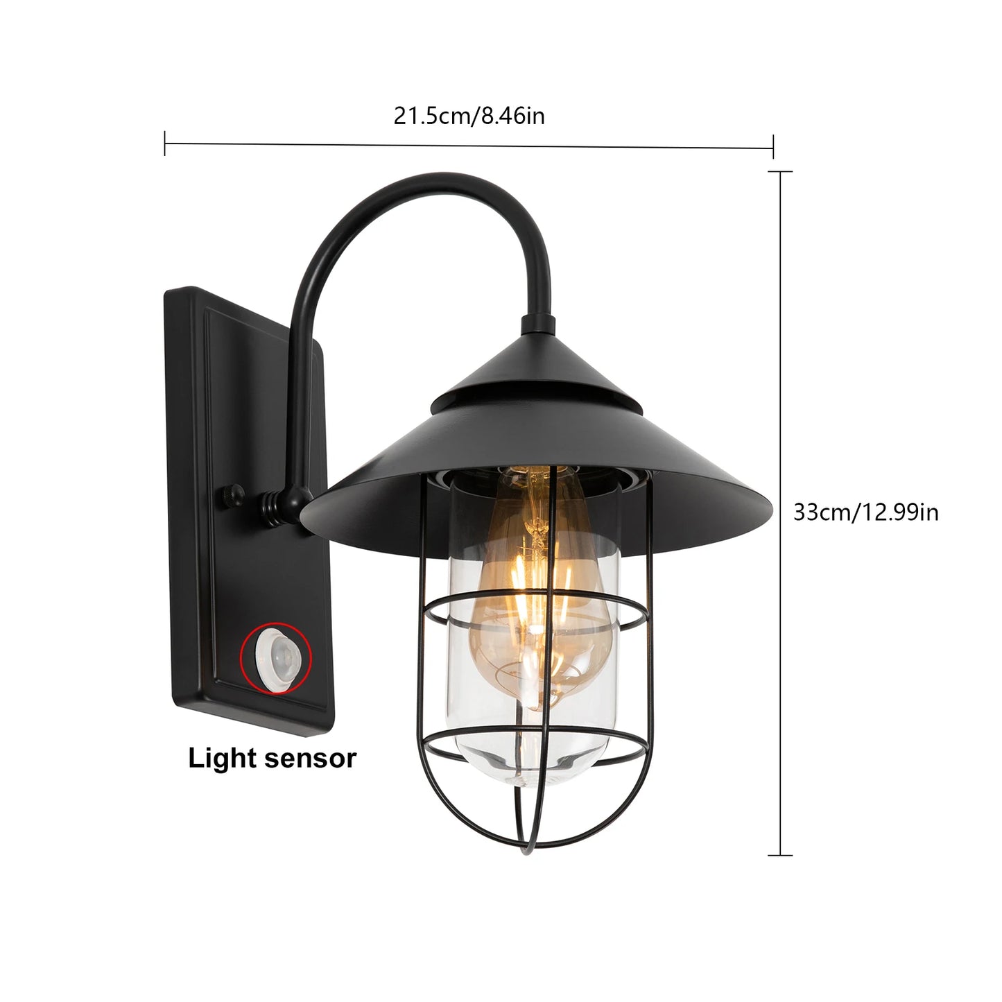 Retro Wall Lamp 60W Human Body Induction Wall Sconce E26 Wall Mount Lamp Frame for Bar Loft Corridor