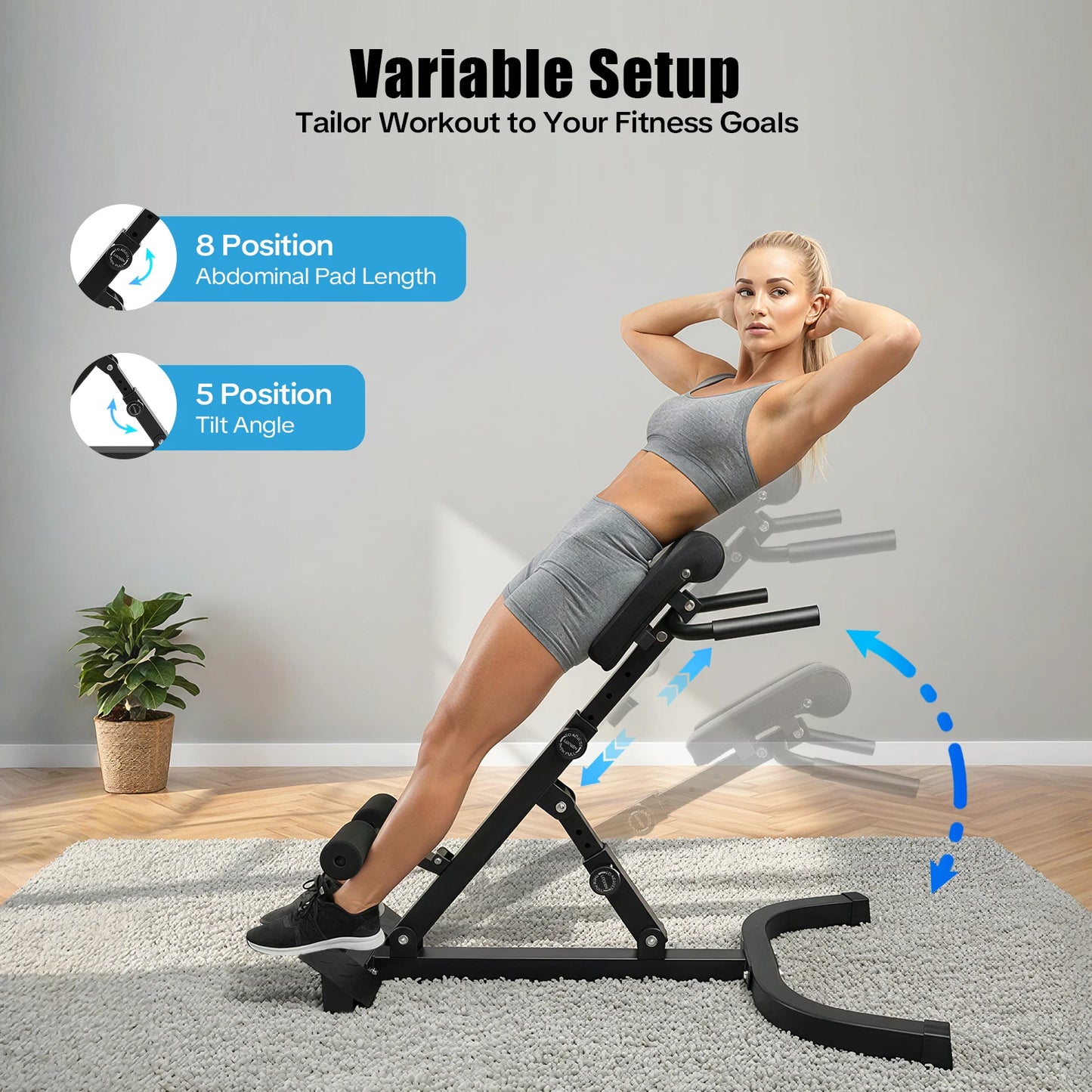 Back Extension Roman Chair With Steel Frame And Adjustable Inclines