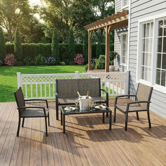 HobbyLane 4 Piece Modern Outdoor Patio Furniture Set With Table