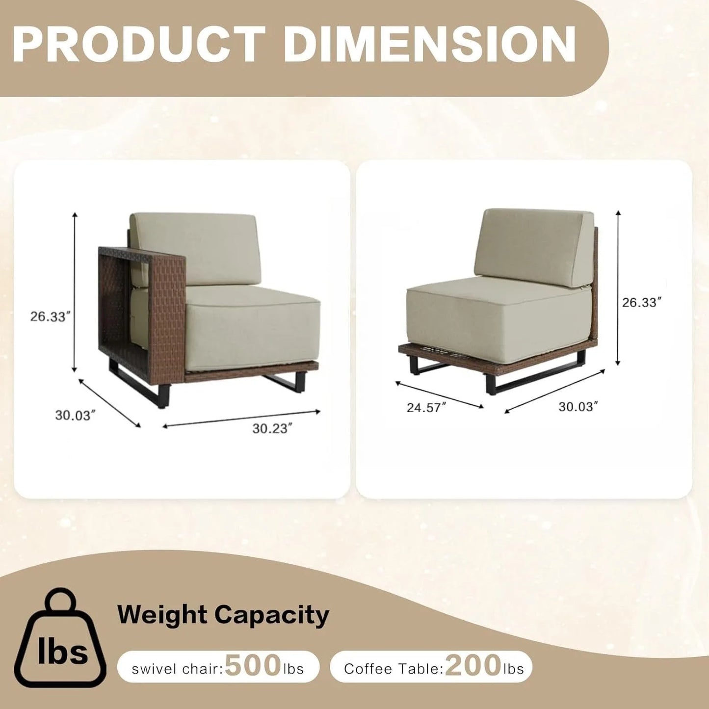 XIUWO All Weather PE Rattan Outdoor Sectional Sofa Set