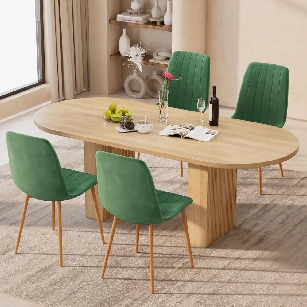 Ergonomic Velvet Dining Chairs Set Of 4 With Wooden Legs