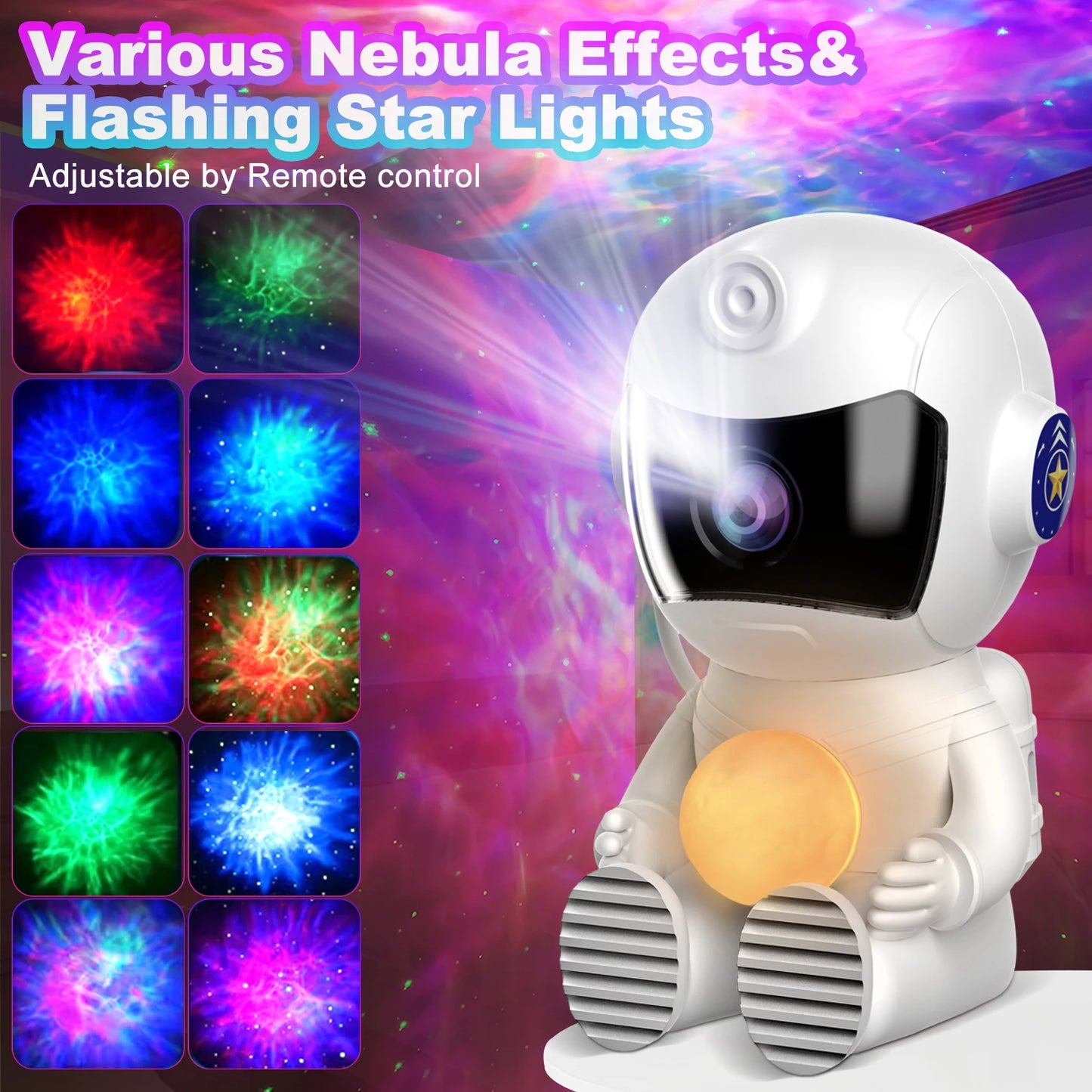 New Captain Astronaut Galaxy Projector Night Light Sleep Moon Lamp for Bedroom with Timer