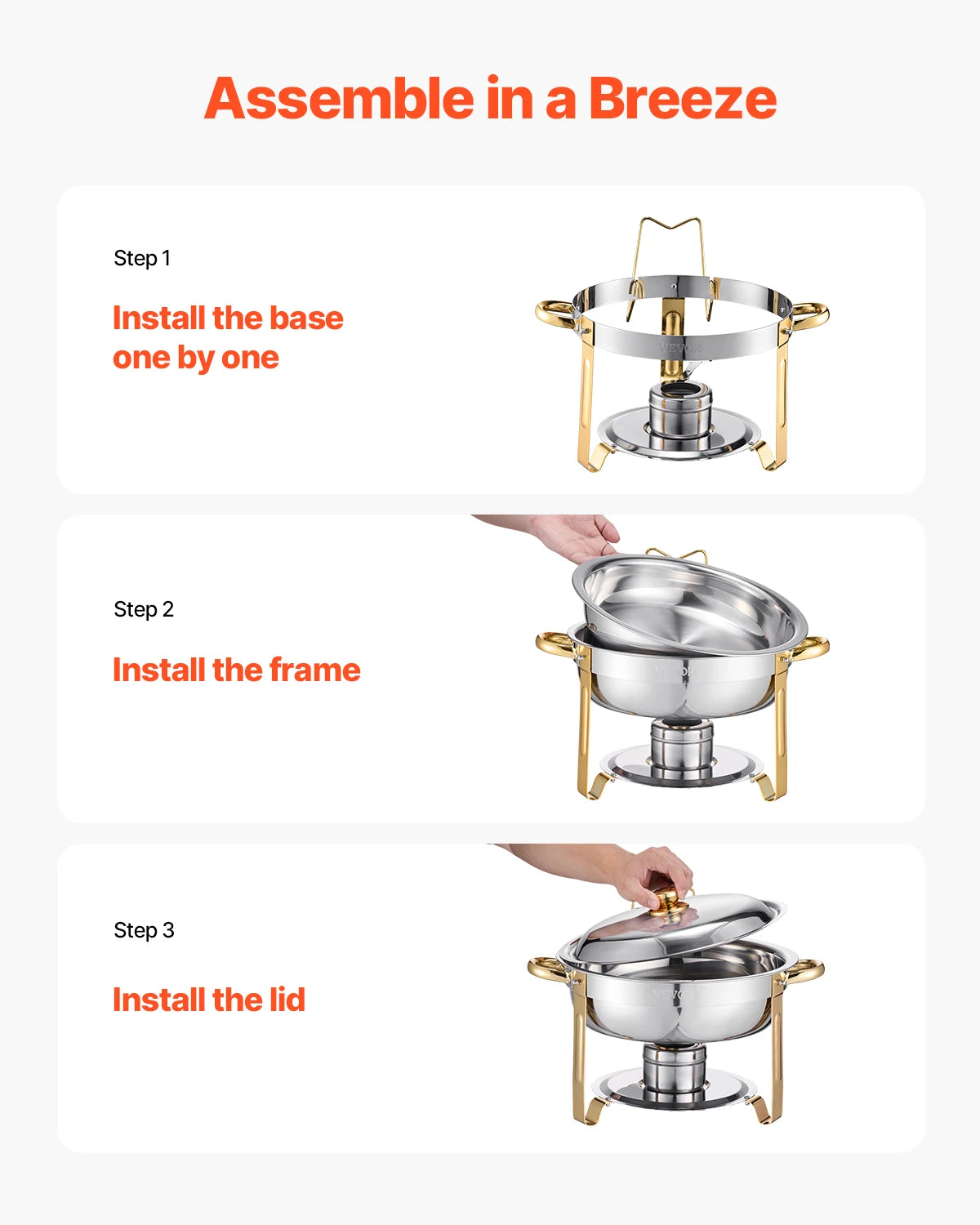 Succebuy 4 Pack Chafing Dish Buffet Set Stainless Steel With Full Size Pans