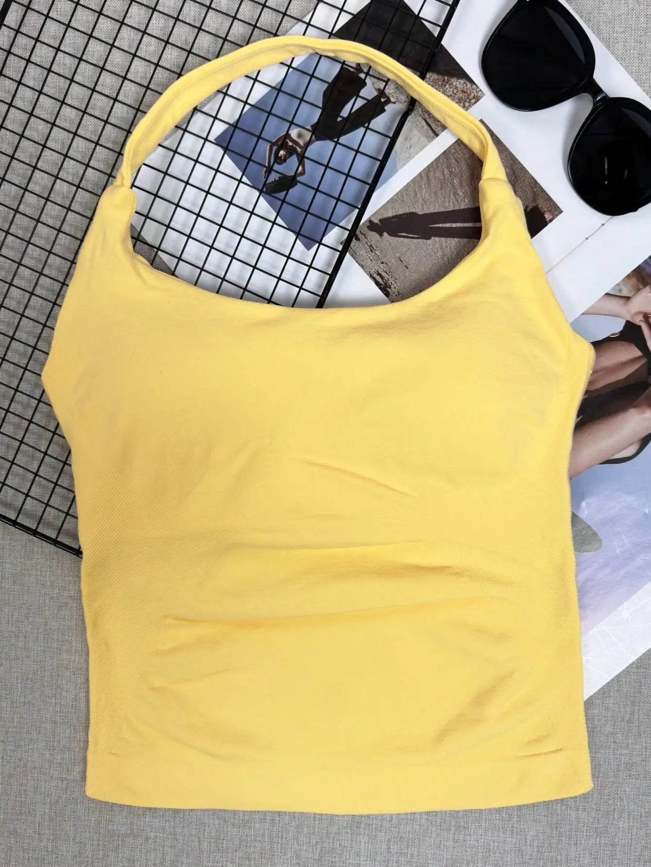 Seamless Long Camisole Sports Tank Top, Women, Built-In Removable Padded Bra, Yoga Workout Vest