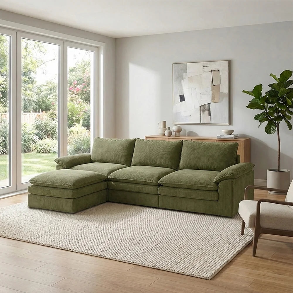 Modern Cloud Modular Sofa Set, Soft Thick Memory Foam, Frameless Couch with Pillows, Easy Assembly for Living Room Bedroom