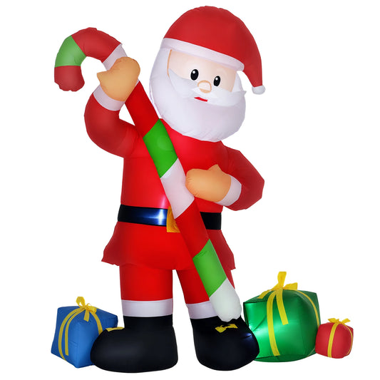 Christmas Inflatable Santa Claus With Candy Cane LED Decoration