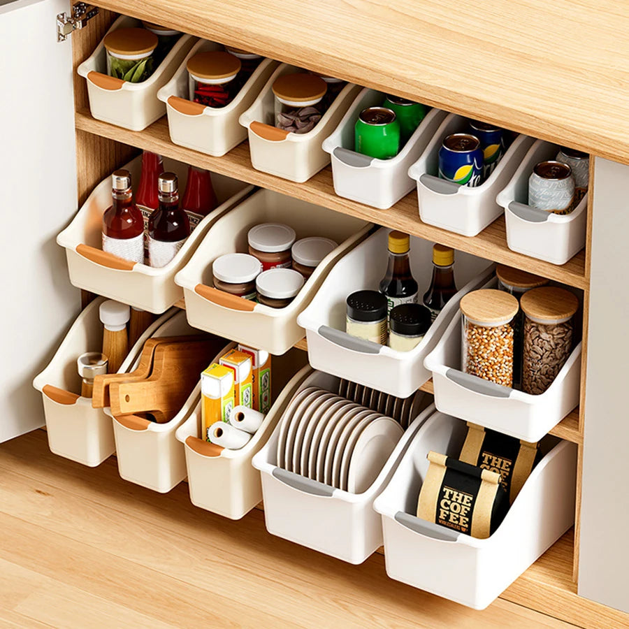 Plastic Under Sink Organizer with Wheels, Bottle Organization Bins Kitchen Cabinet Organizers Plastic Organizer Basket for Under