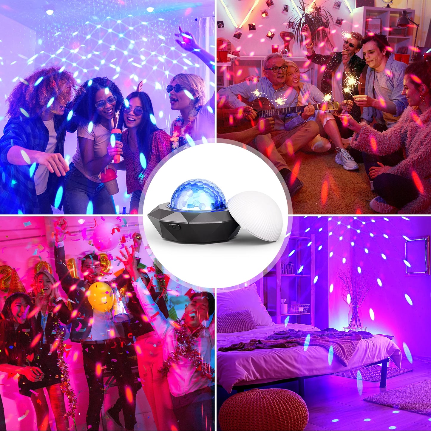 U'King 2PCS USB Mini Voice-Activated Strobe Magic Ball Light LED Car USB Atmosphere Light Disco Ball Light for DJ Party Show