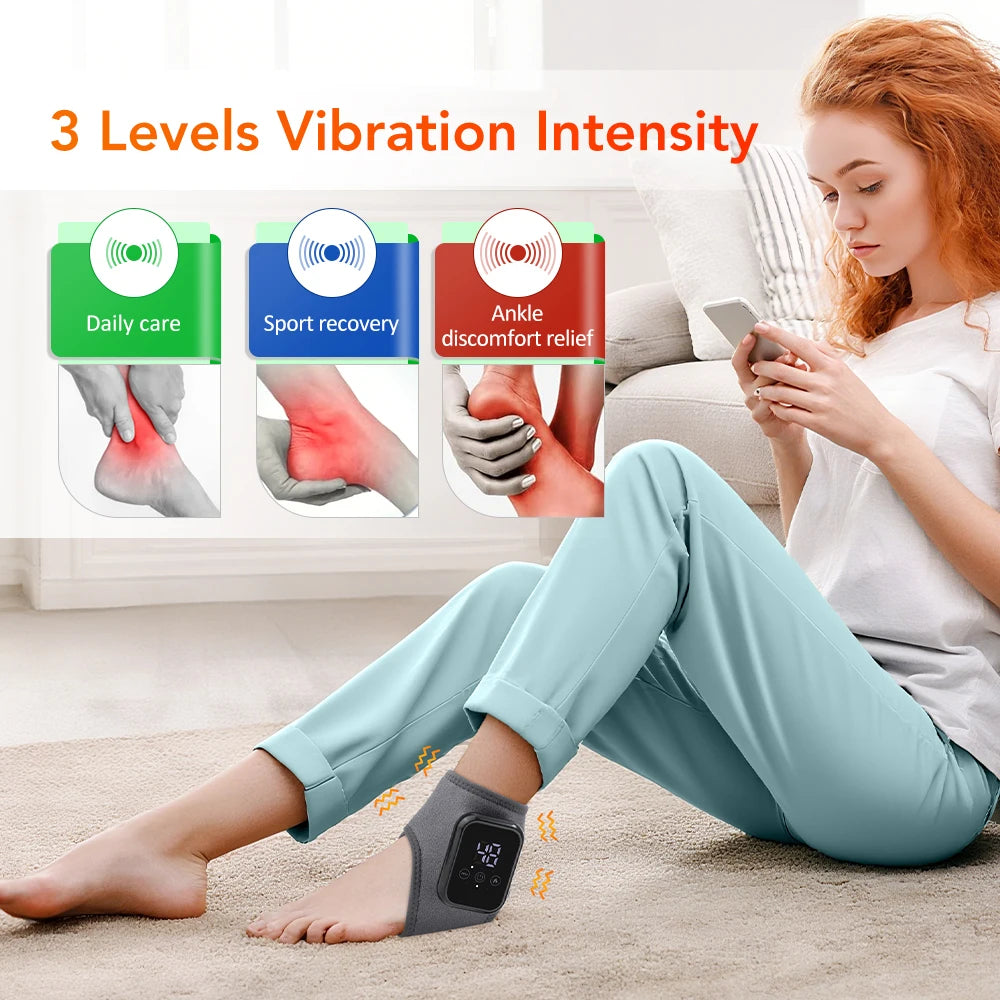 Cordless Heated Ankle Brace 3 Levels Hot Compress Vibration Foot And Ankle Protector Support Braces For Plantar Fasciitis Relief Foot Care
