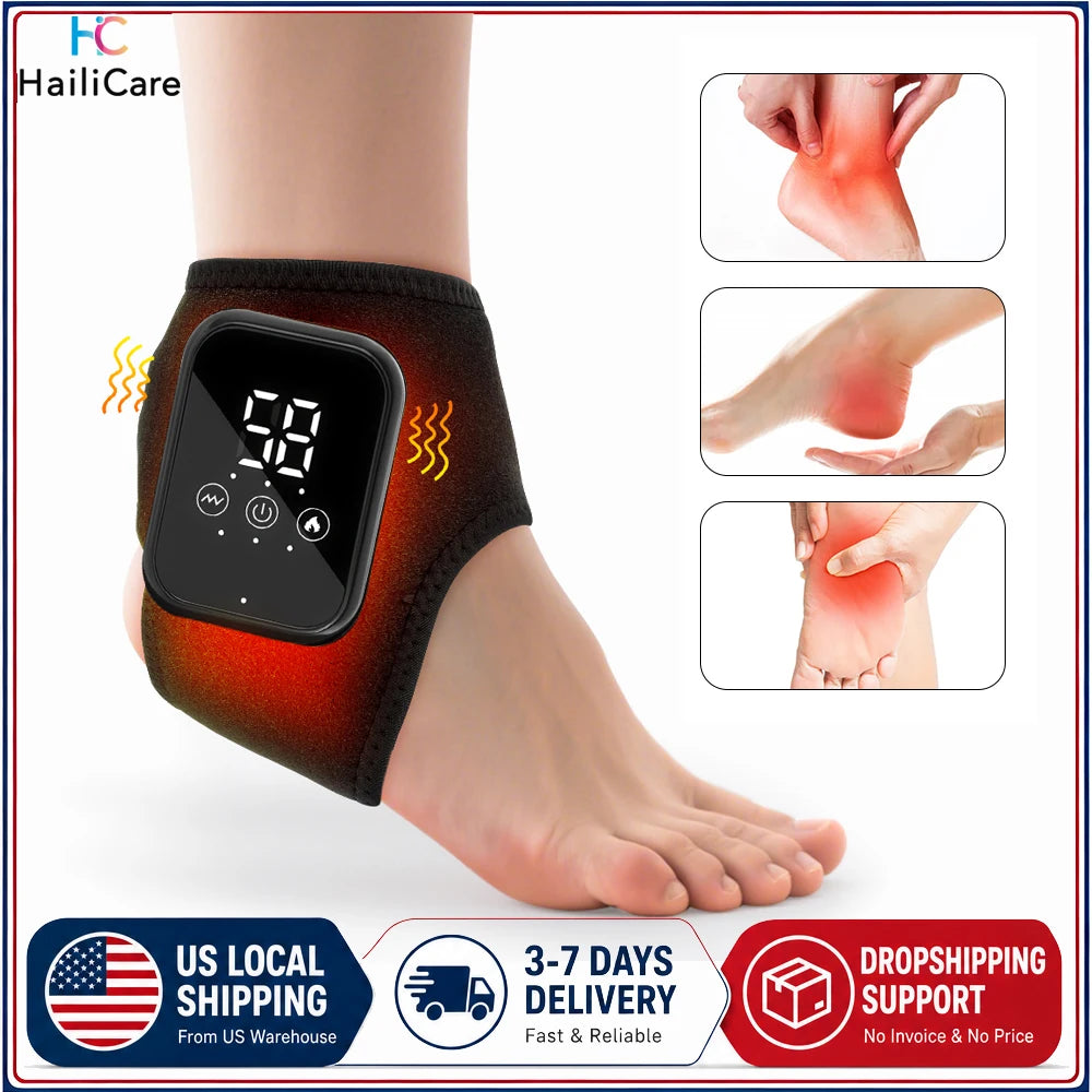 Cordless Heated Ankle Brace 3 Levels Hot Compress Vibration Foot And Ankle Protector Support Braces For Plantar Fasciitis Relief Foot Care