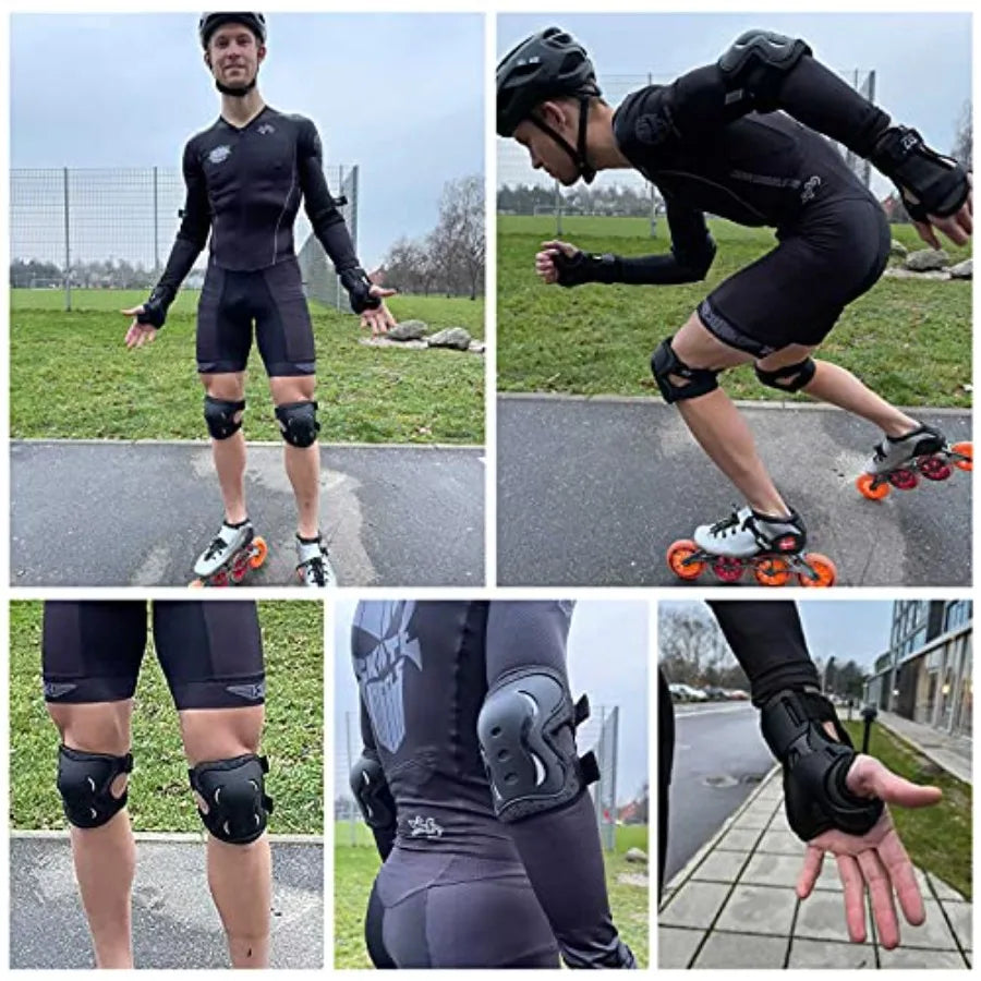 Universal Knee Elbow Wrist Guards Protective Gear Set For Skating