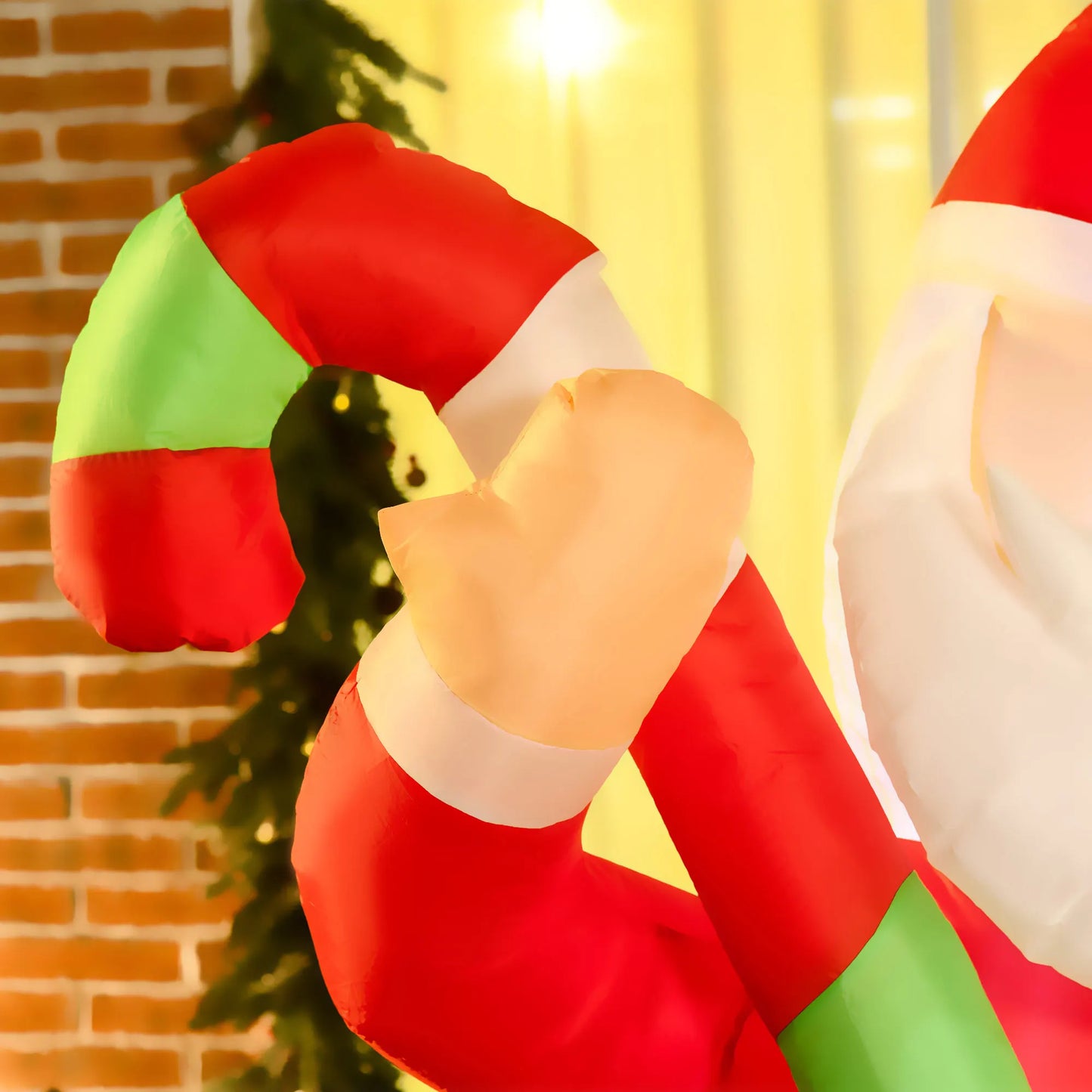 6ft Christmas Inflatables Outdoor Decorationss Decorations Santa Claus with Candy Cane, Blow-Up LED Yard Christmas Decor