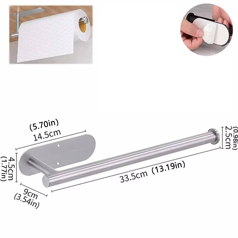 Adhesive Metal Paper Towel Holder With Bathroom Storage Rack