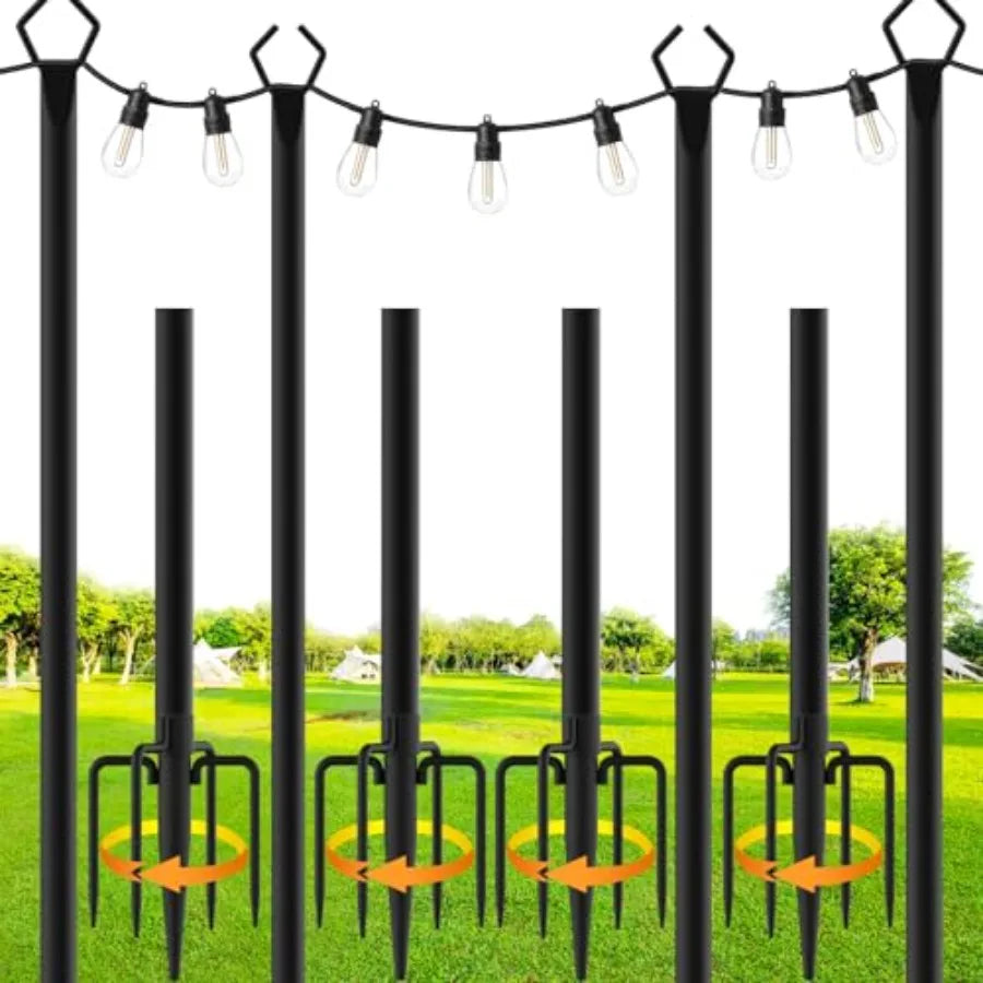 Outdoor String Light Poles With Fork Stand For Patio