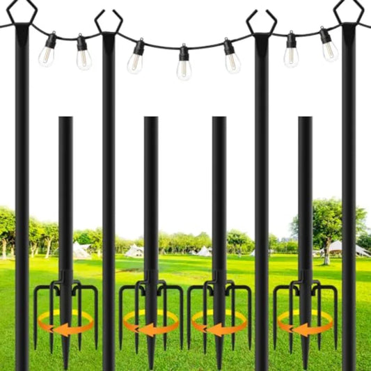 Outdoor String Light Poles With Fork Stand For Patio