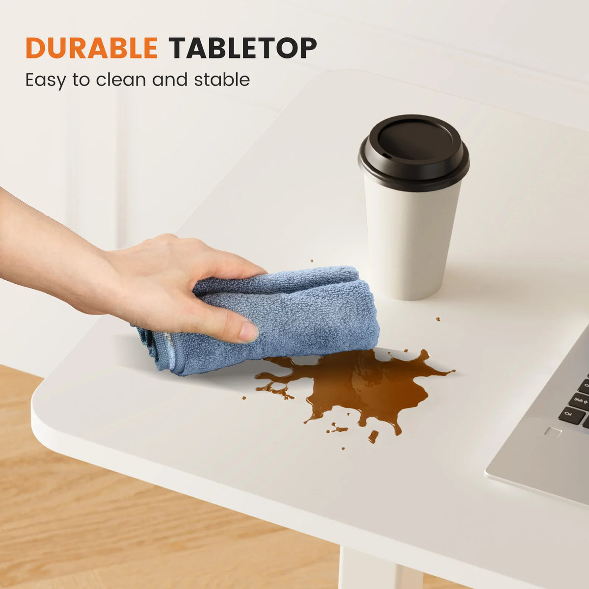 JHK Adjustable Overbed Table with Hidden Wheels for Home Use