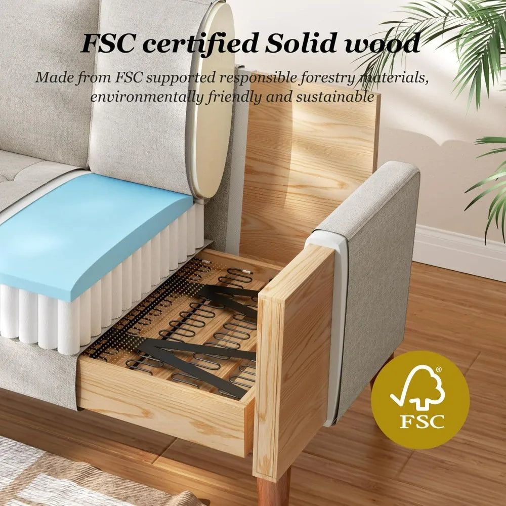 Vesgantti Mid Century Modern Loveseat Sofa With Solid Wood Legs
