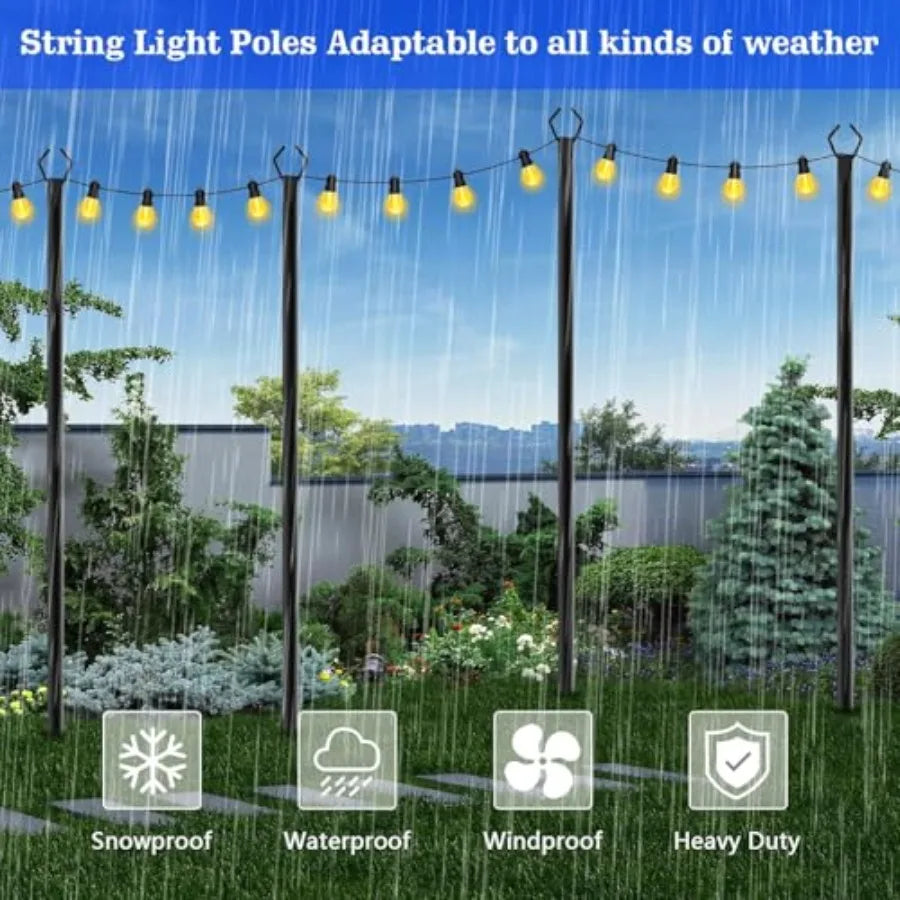 Outdoor String Light Poles With Fork Stand For Patio