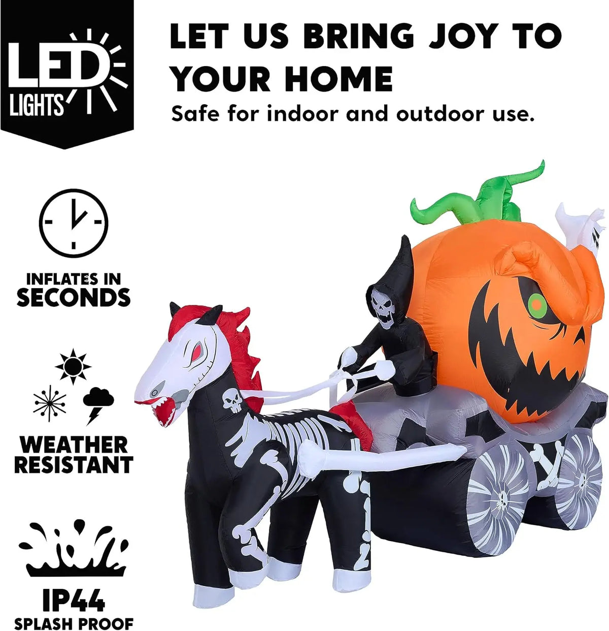 Joyfy Pumpkin Carriage Halloween Inflatable With LED Lights Decoration