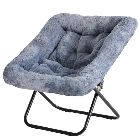 JHK Cozy Saucer Chair Faux Fur Folding Lounge Chair