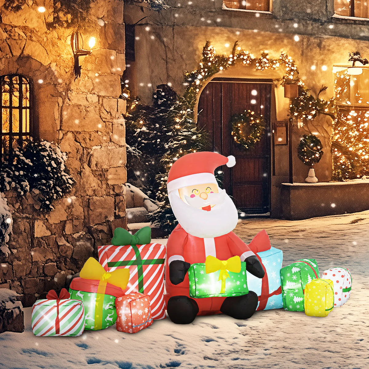 Outsunny Christmas Inflatable Santa Claus With White LED Lights