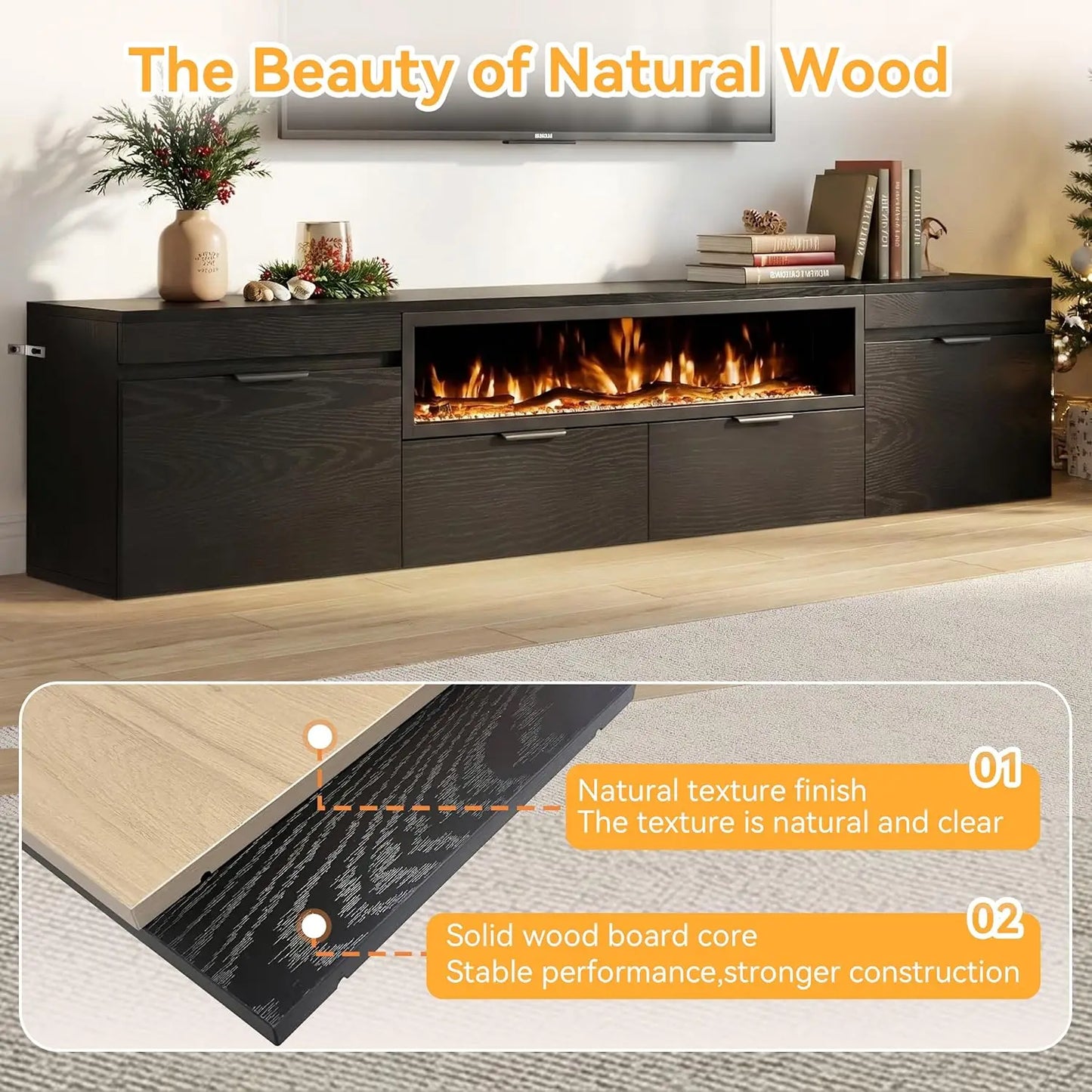 Electric Fireplace TV Stand With No Heat Insert Modern Media Console